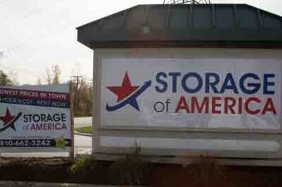 Monument Sign at Storage of America on Range Road.