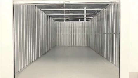 Inside a storage unit at Storage of America on Dort Highway.