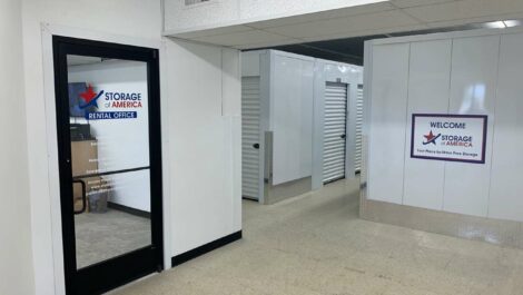 Front entrance to Storage of America on Gratiot Road.