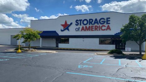 Front of building to Storage of America on Gratiot Road.