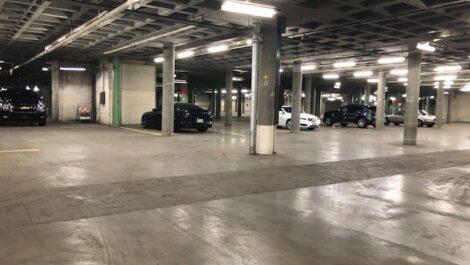Parking on the 2nd floor of Storage of America on Gustine Avenue.