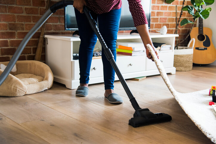 Woman cleaning home