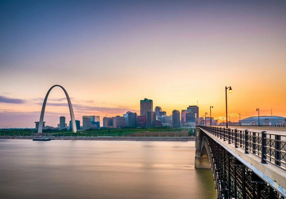 Sunrise over Busch Stadium on Opening Day in St. Louis. : r/StLouis